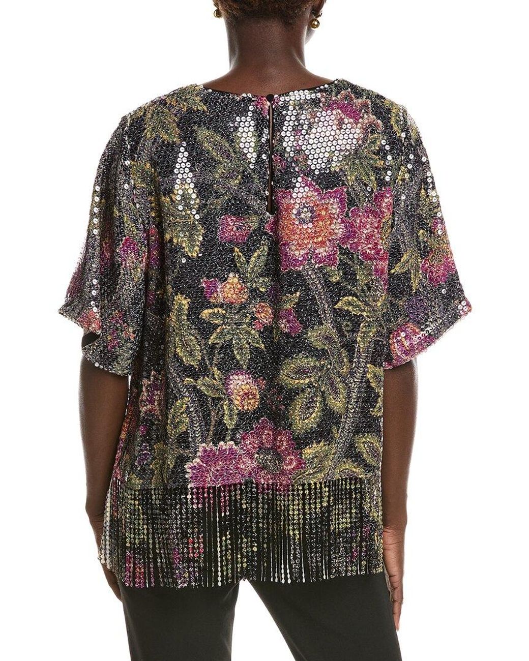 Kobi Halperin Gray Celina Print Sequin Blouse