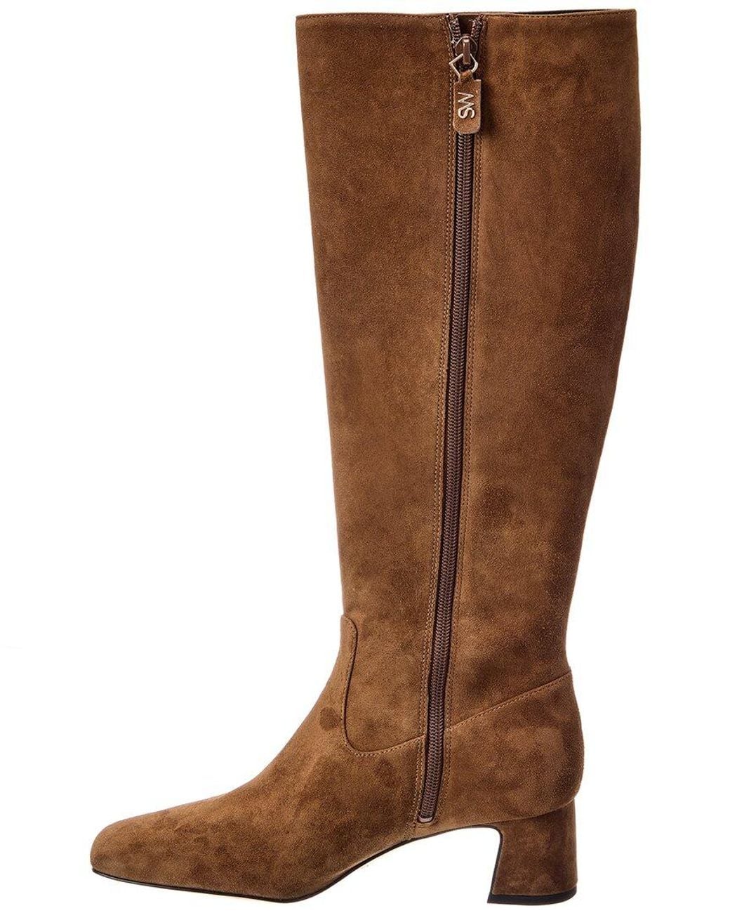 Stuart Weitzman Brown Simona Zip Suede Knee-High Boot