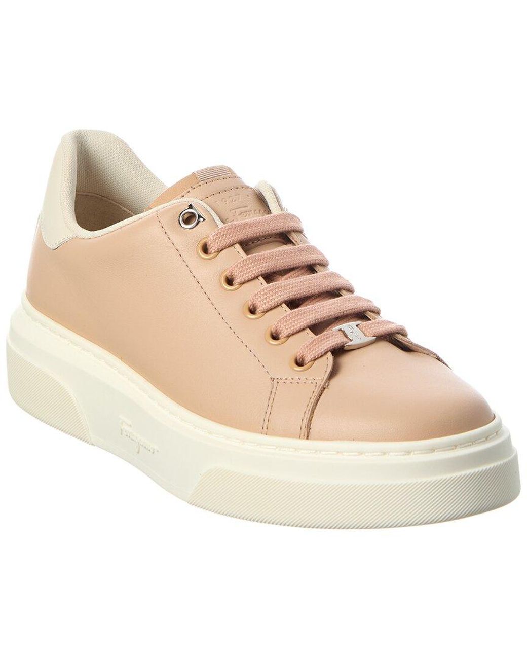 Ferragamo Natural Mini Vara Chain Ornament Leather Sneaker