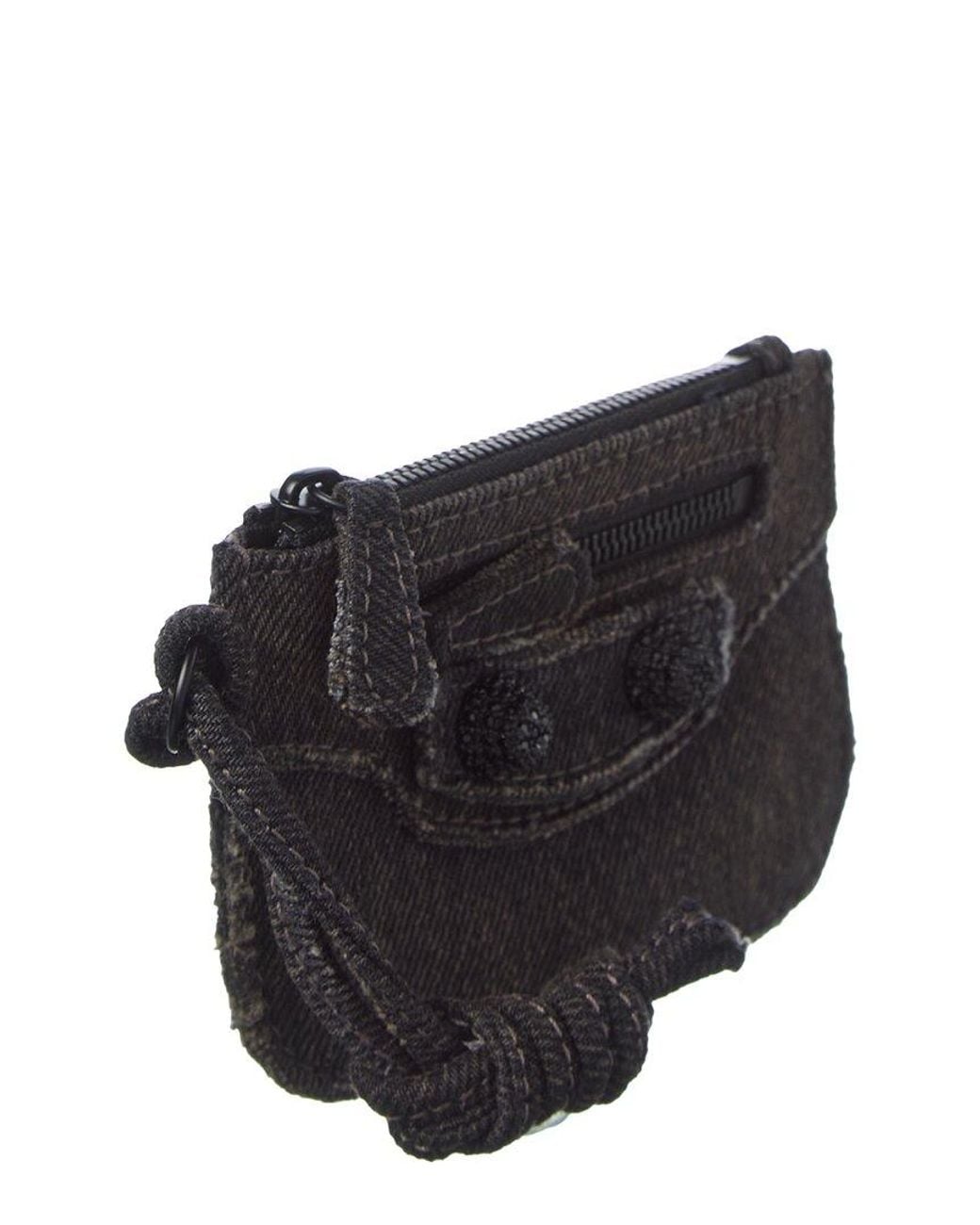 Balenciaga Black Le Cagole Denim Coin Purse