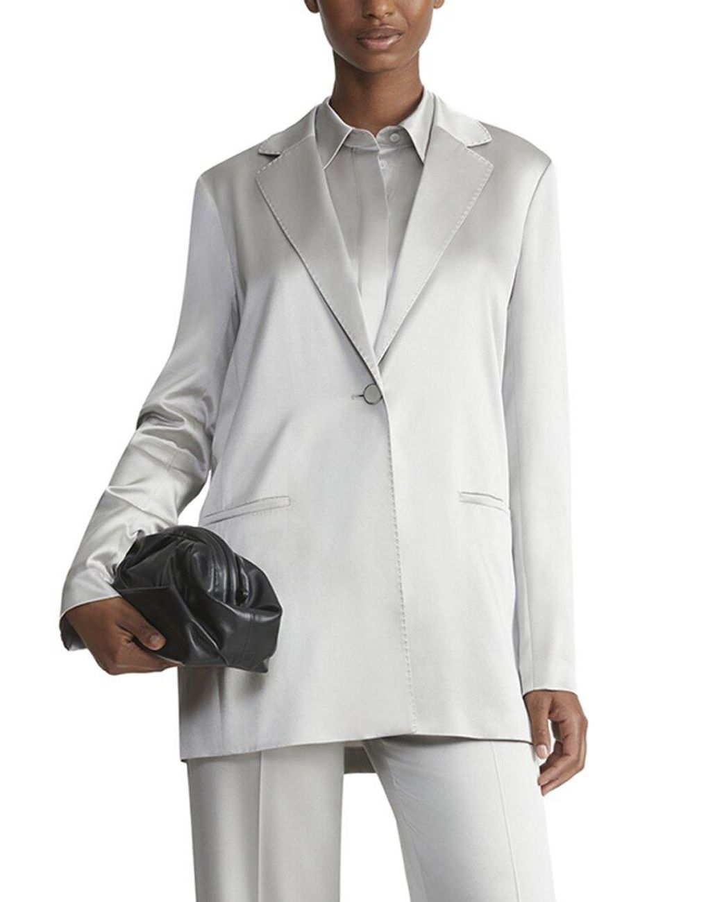 Lafayette 148 New York Gray French Cuffed Blouse