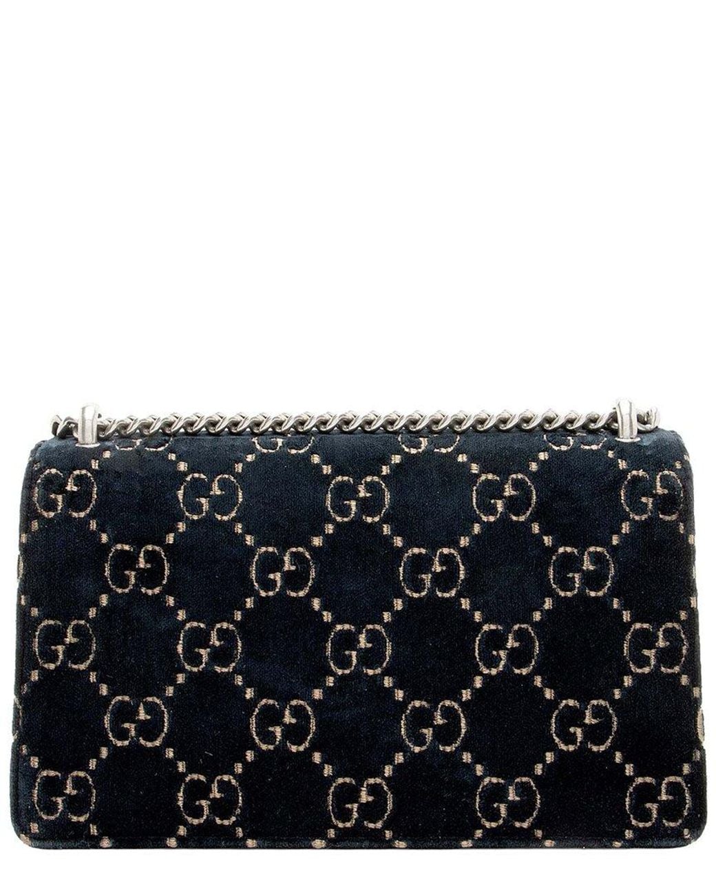Gucci Black Gg Velvet Crystal Dionysus Medium E/W (Authentic Pre-Loved)