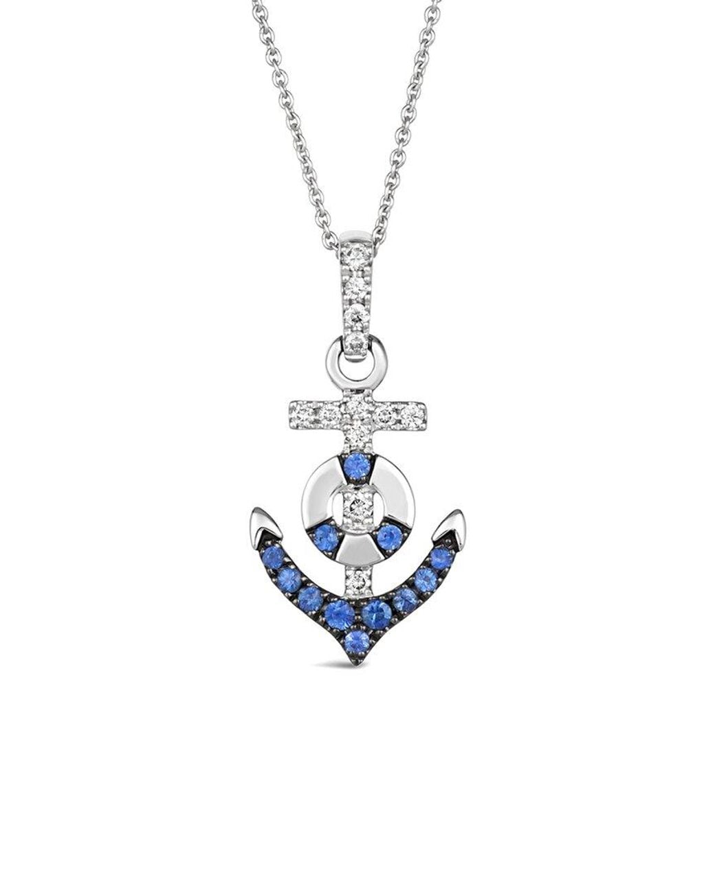 Le Vian White Le Vian Sapphire 14K 0.35 Ct. Tw. Diamond & Sapphire Pendant Necklace