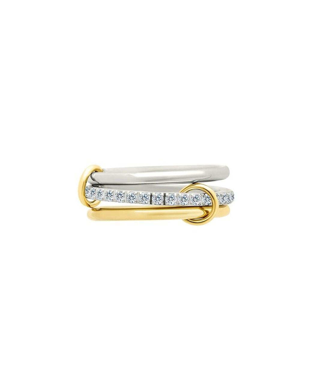 Sterling Forever White Cz Edda Statement Linked Stacking Ring Set