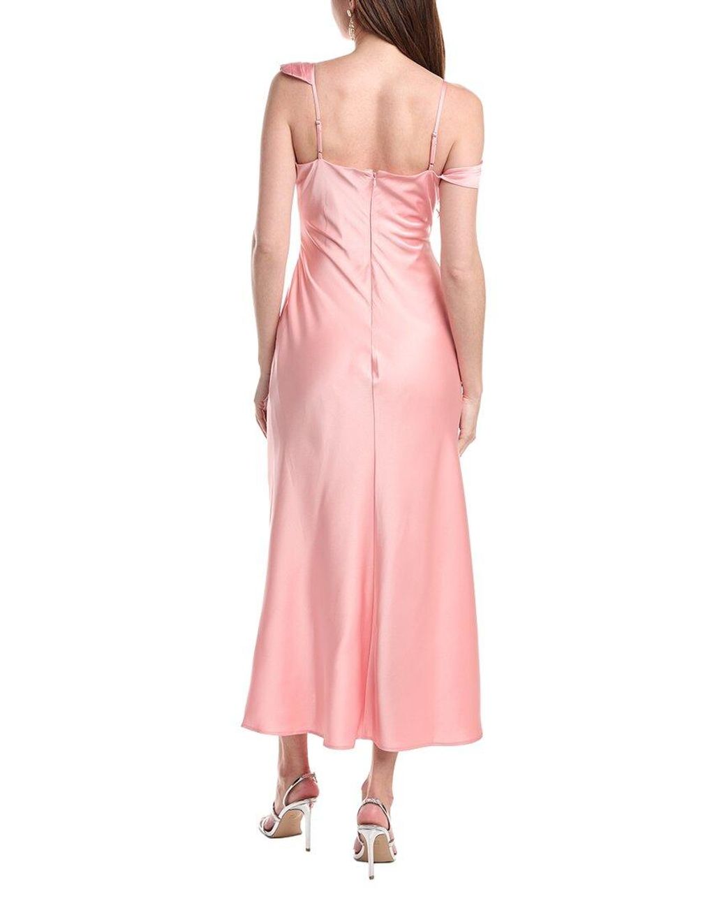 Laundry Pink By Shelli Segal Easy One Shoulder Satin Dress