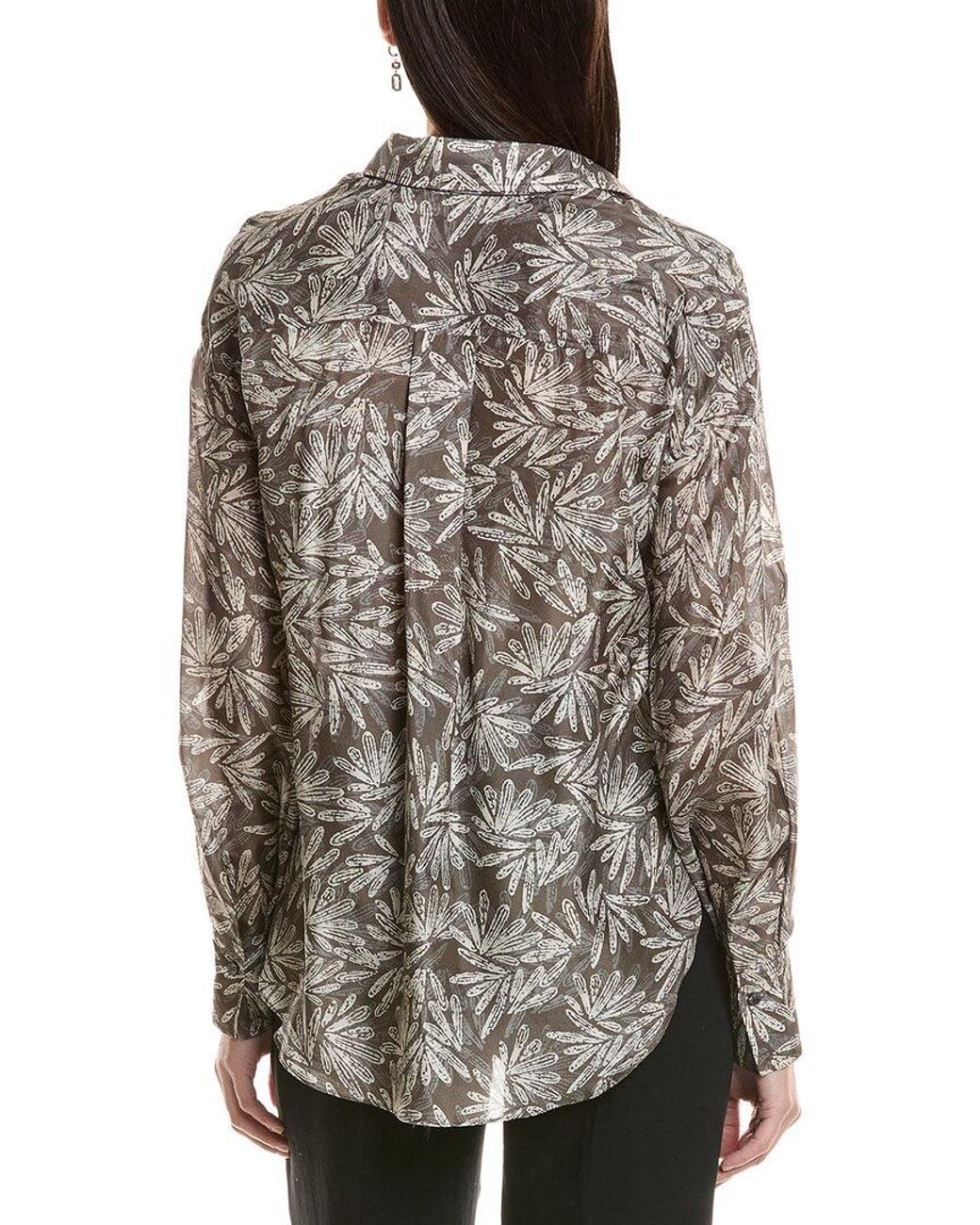 Brunello Cucinelli Gray Silk Blouse