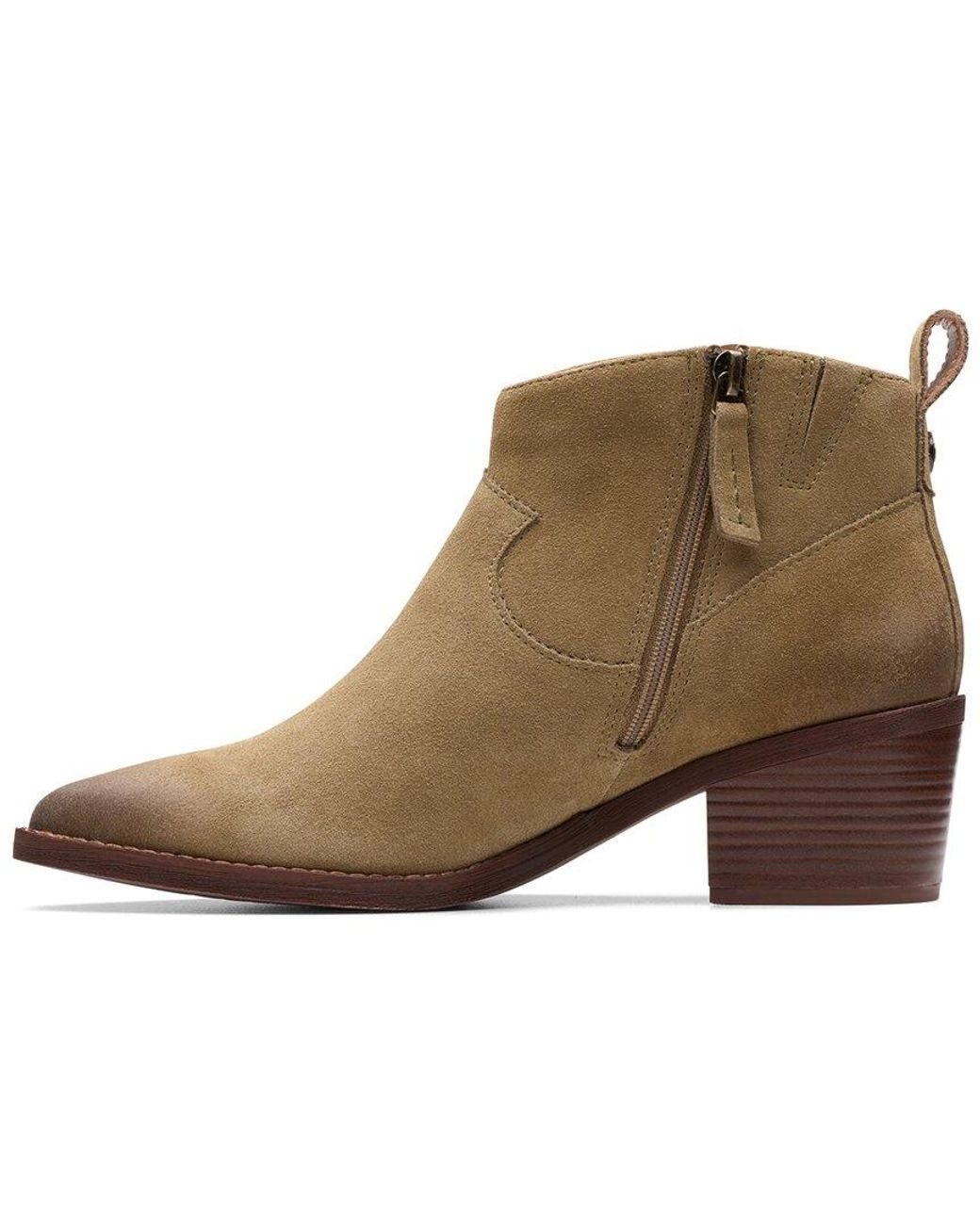 Clarks Natural Morzine Sky Suede Bootie