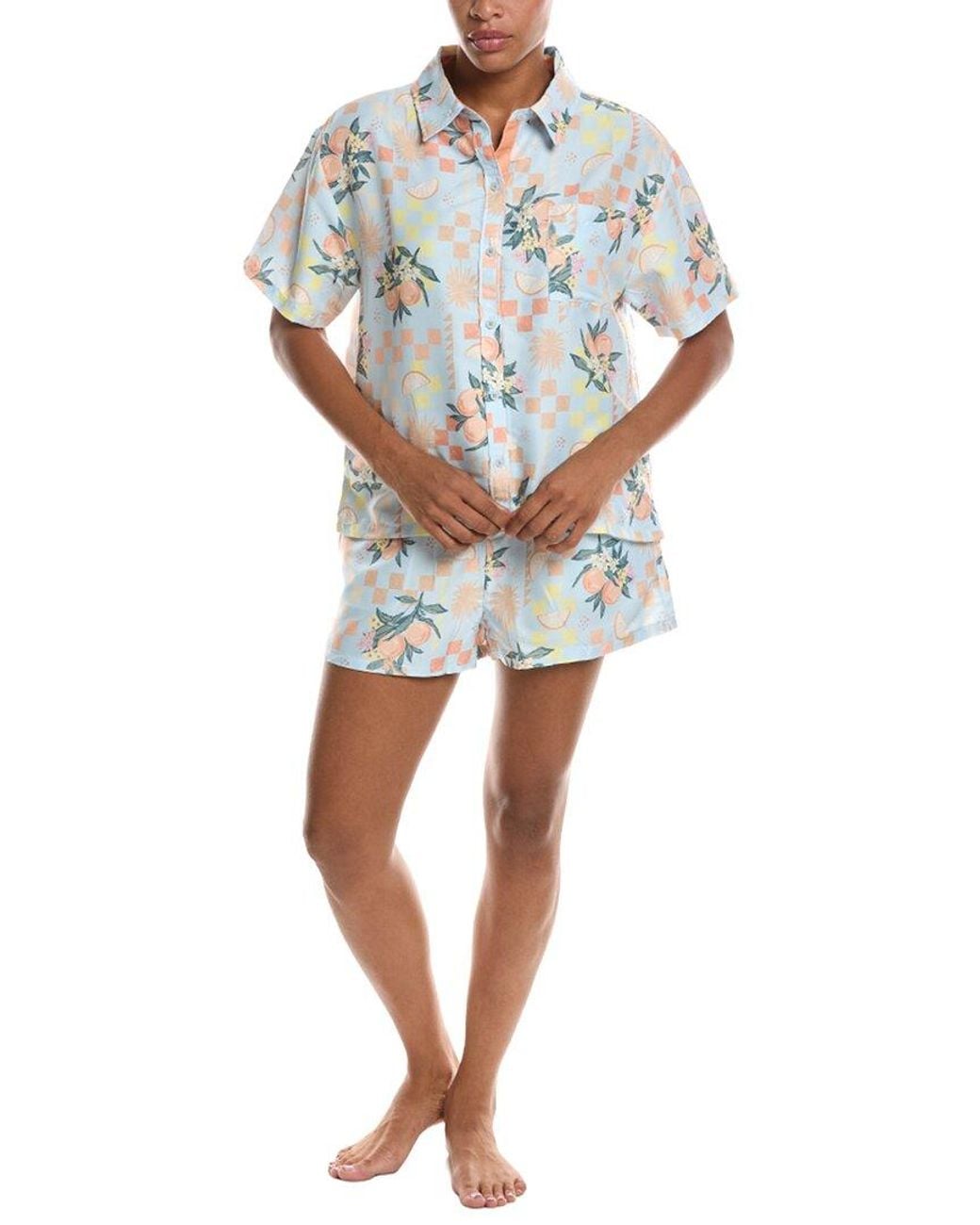 Honeydew Intimates White 2Pc Brunch Date Shortie Pajama Set