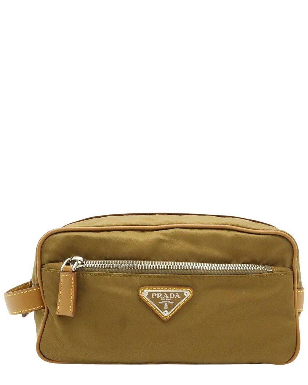 Prada Natural Re-Triangle Logo Clutch Bag (Authentic Pre-Loved)