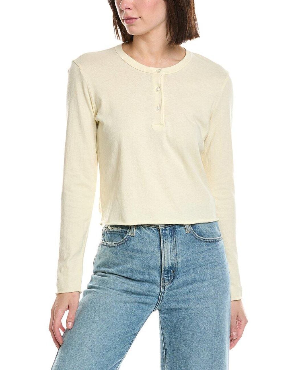 James Perse Blue Shrunken Henley
