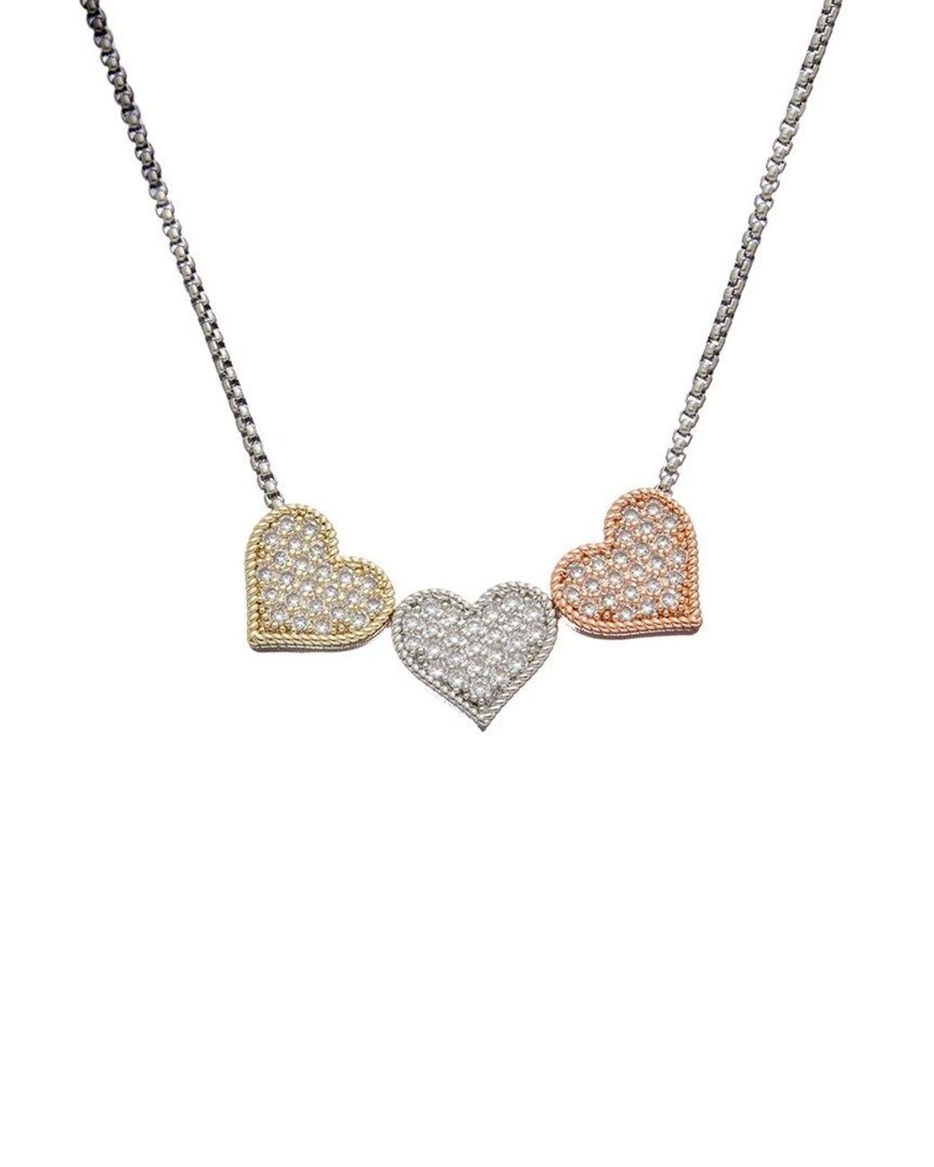 Juvell Metallic 18K Plated Cz Heart Necklace