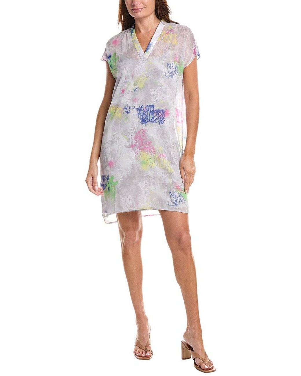 DKNY Blue V-Neck Dress
