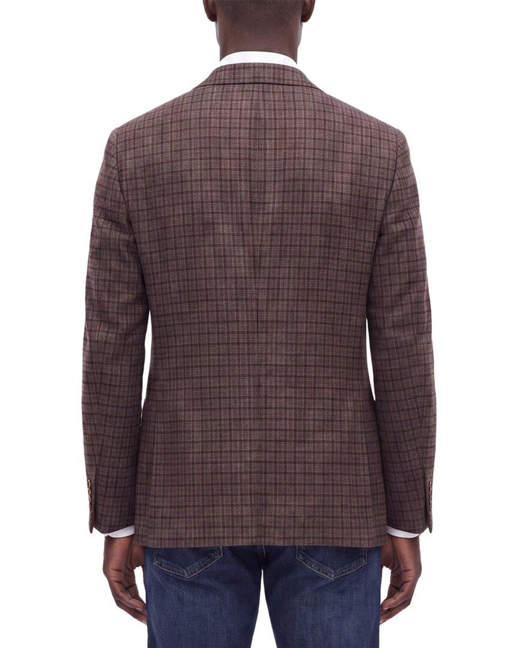 Corneliani Brown Cc Collection Road To Excellence Tattersall Check Wool & Angora- Blend Blazer for men