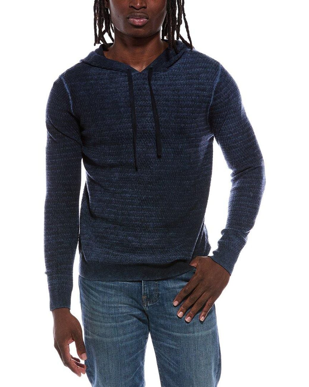 Autumn Cashmere Blue Inked Bobble Stitch Wool & Cashmere-Blend Hoodie for men