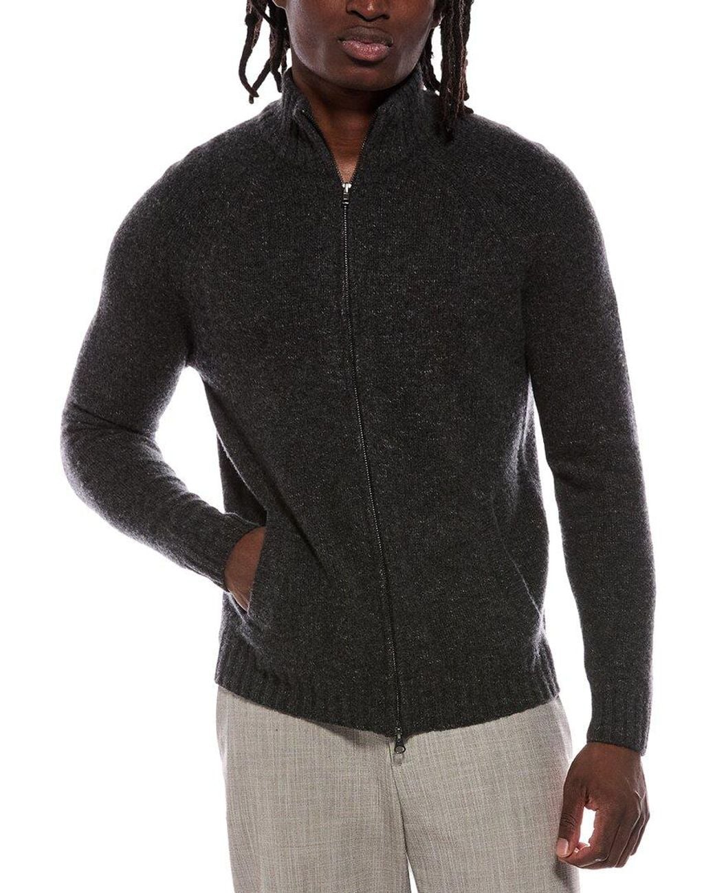 Autumn Cashmere Black Italian Full Zip Wool & Cashmere-Blend Jacket for men