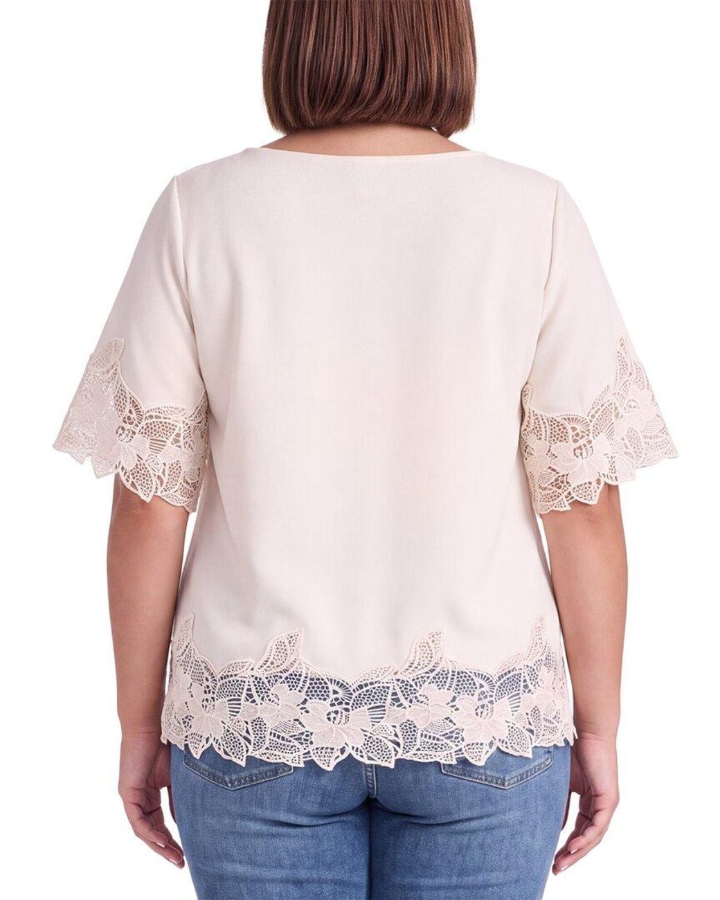 Anne Klein Natural Plus Embroidered Solid Top
