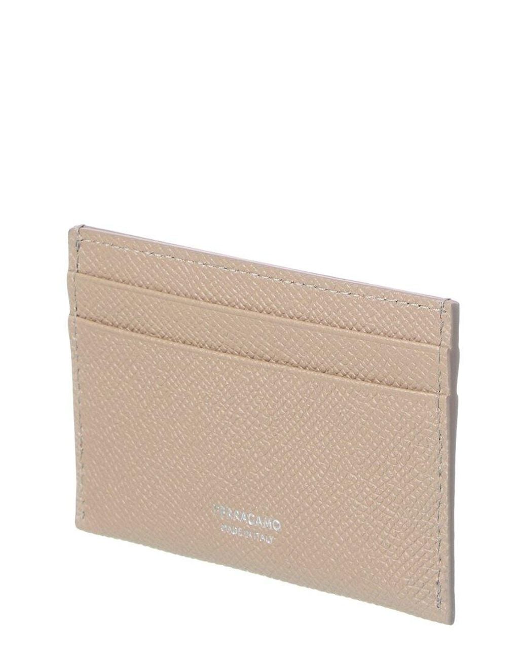 Ferragamo Natural Gancini Leather Card Holder