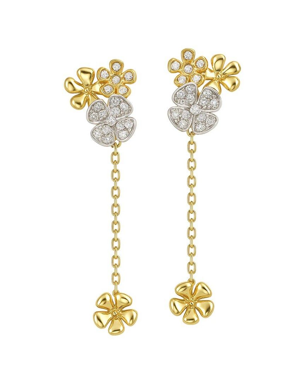 Jewels by Viomo Metallic 14K 0.70 Ct. Tw. Diamond Two Tone Flower Drop Earrings