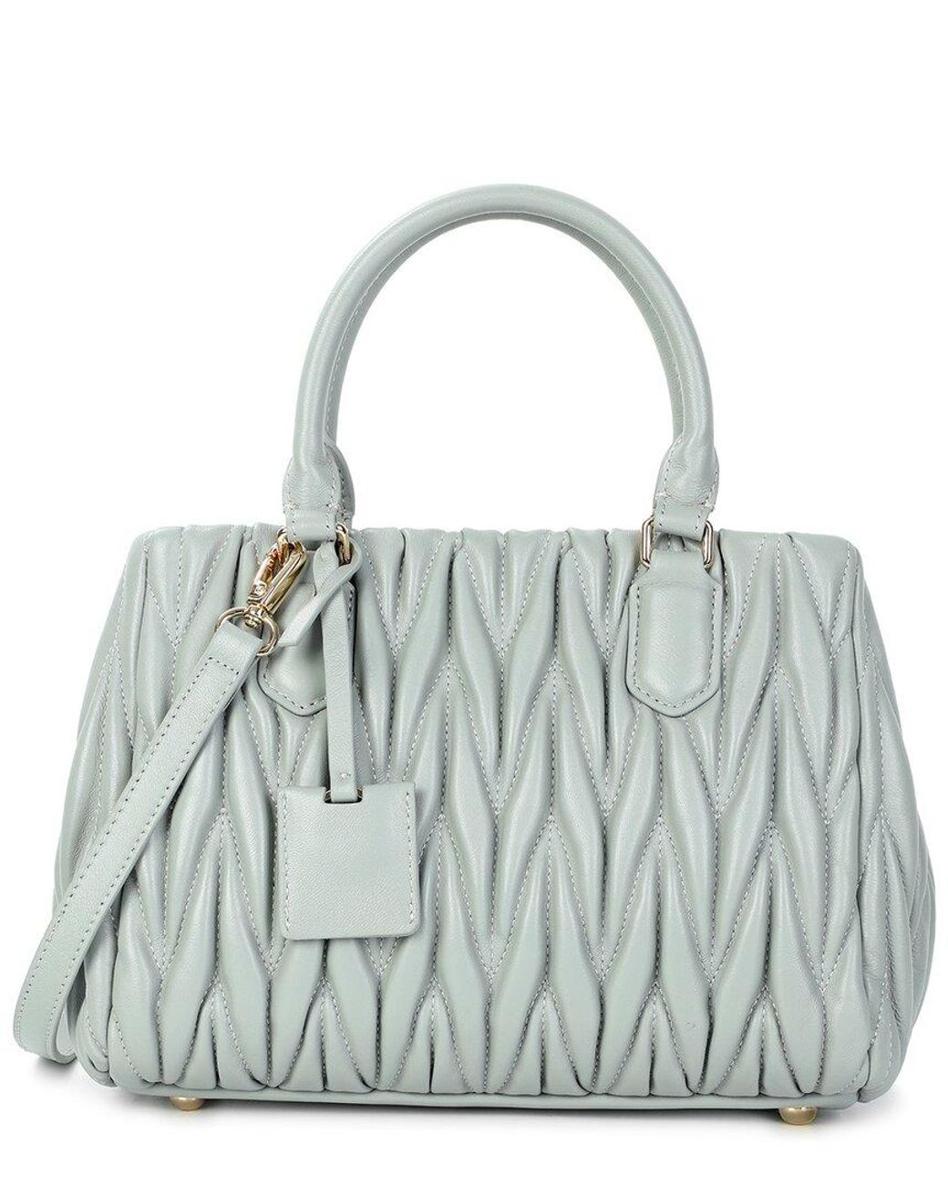 Tiffany & Fred Paris Metallic Quilted Lambskin Leather Satchel