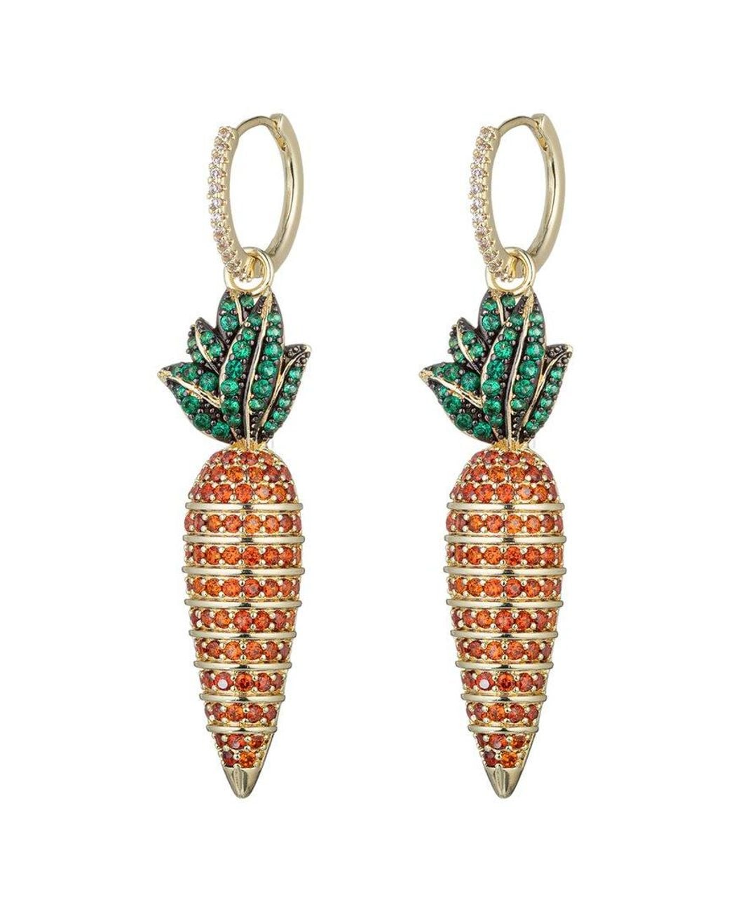 Eye Candy LA White Cz Orange Carrot Dangle Earrings
