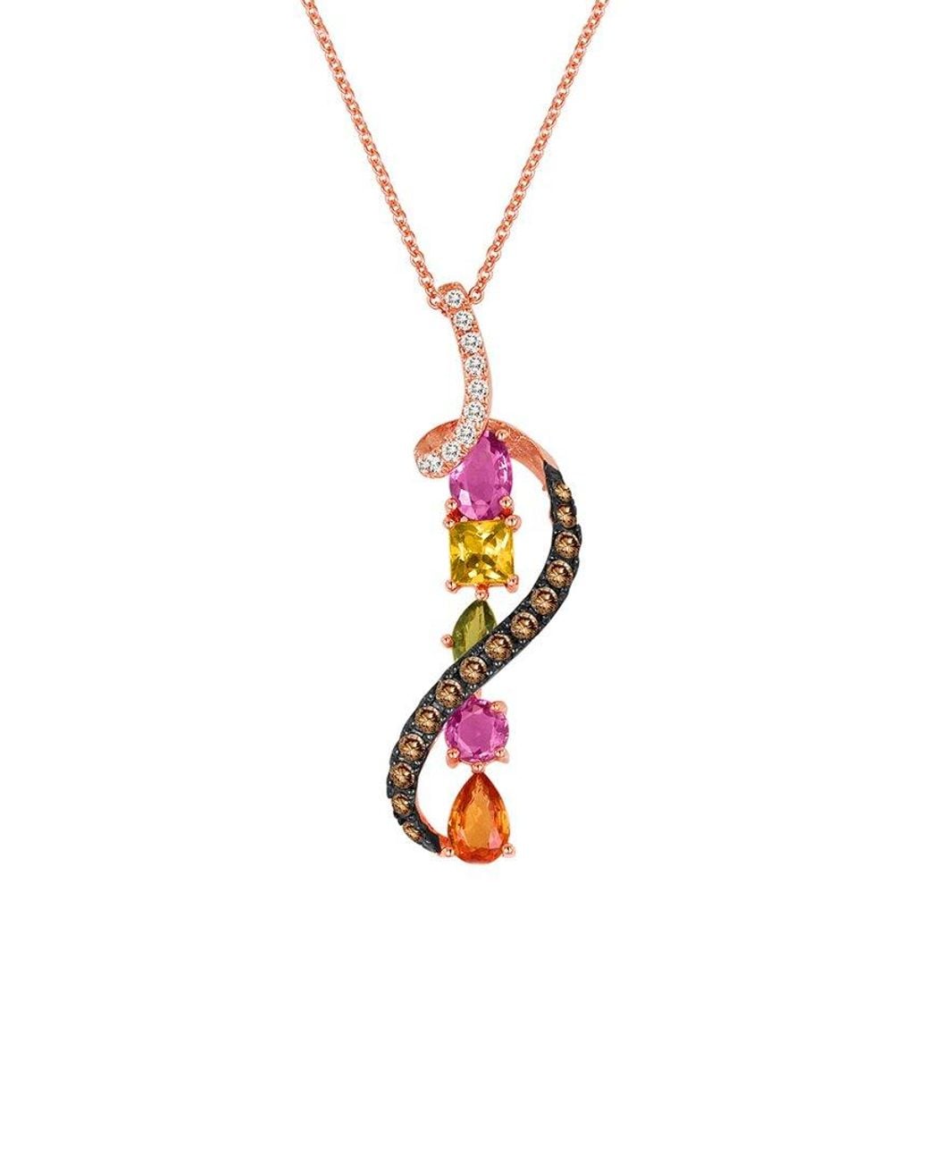 Le Vian White Le Vian 14K Rose 1.95 Ct. Tw. Diamond & Smoky Quartz Pendant Necklace