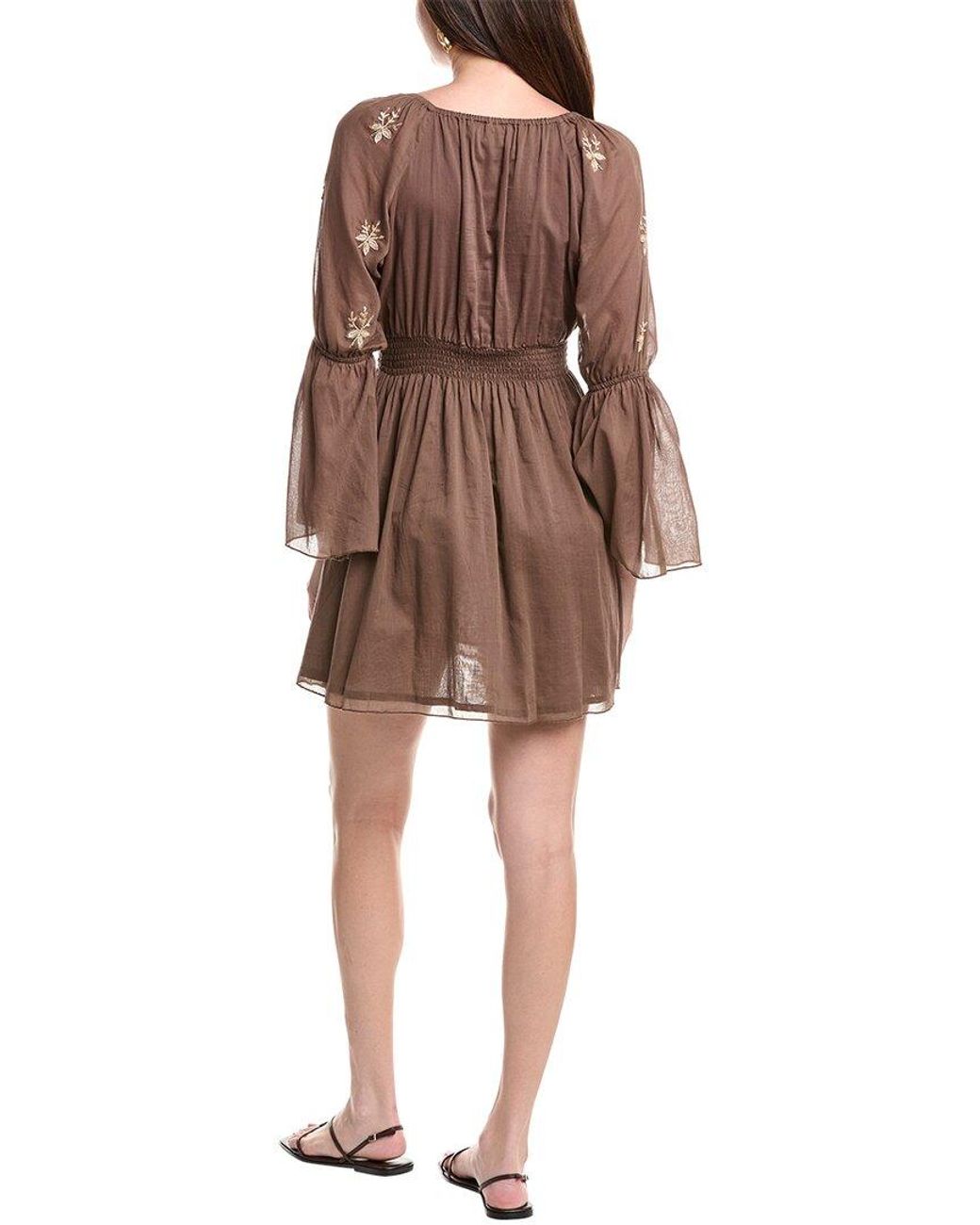 Phie Collective Brown Golden Flower Mini Dress
