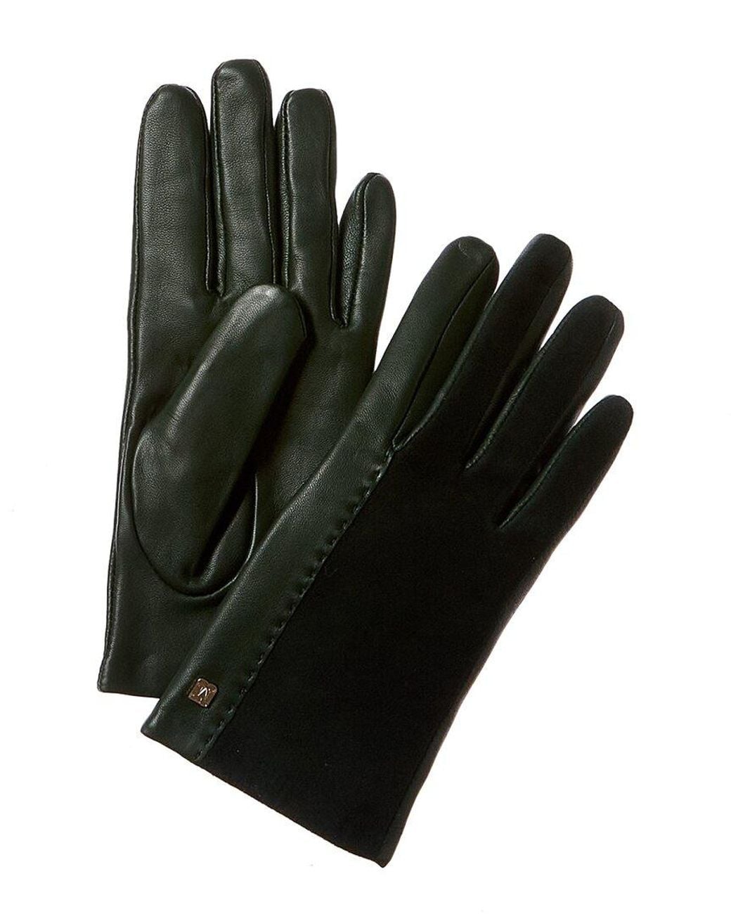 Bruno Magli Black Cashmere-Lined Suede & Leather Gloves