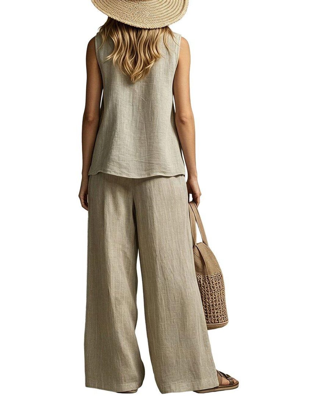 Vincent Natural 2Pc Top & Pant Set