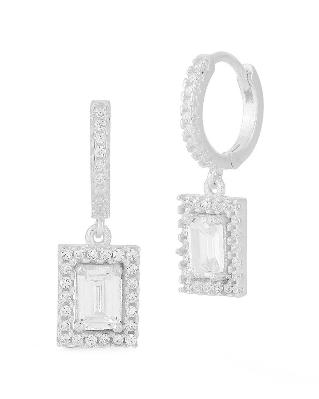 Glaze Jewelry White Silver Cz Drop Huggie Earrings