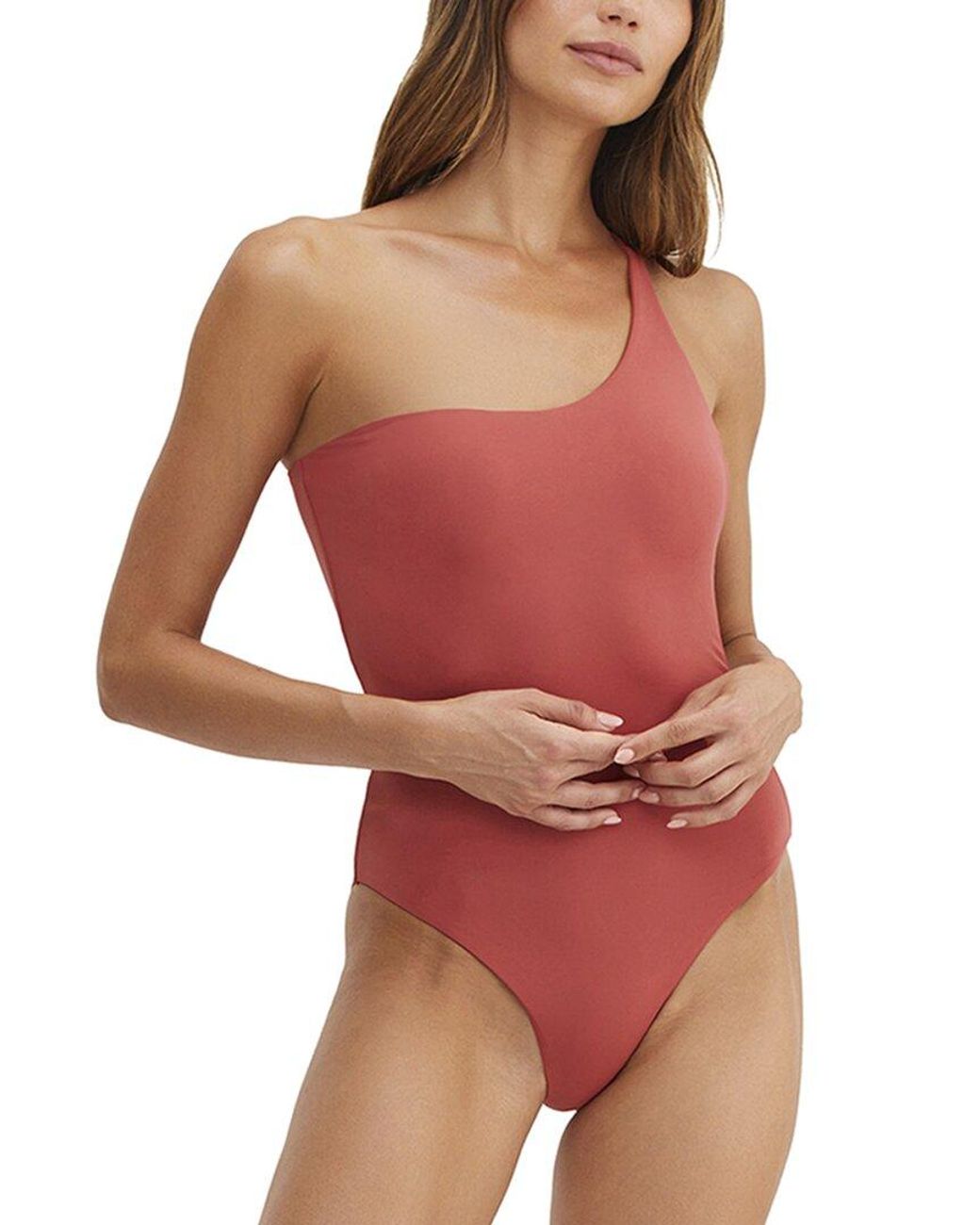 Au Naturel by Gottex Red Endless Summer Kate Reversible One-Shoulder Top