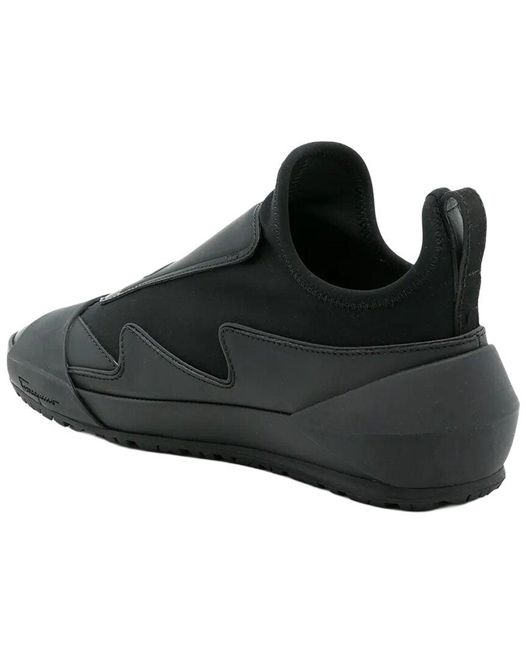 Ferragamo Black Sock Leather Sneaker
