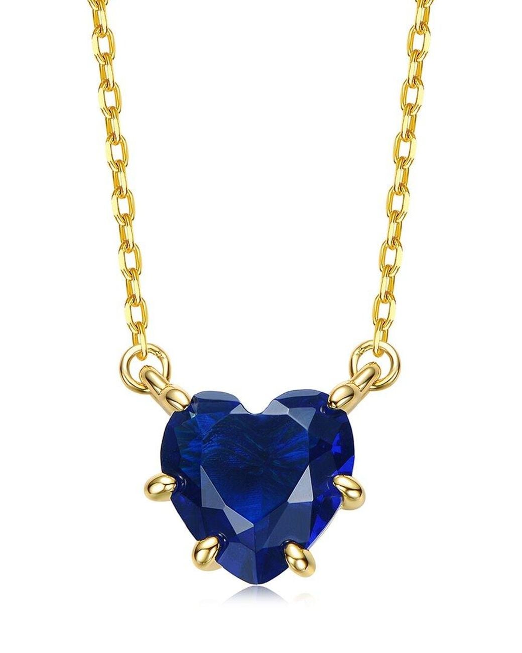 Rachel Glauber Blue 14K Plated Cz Solitaire Necklace