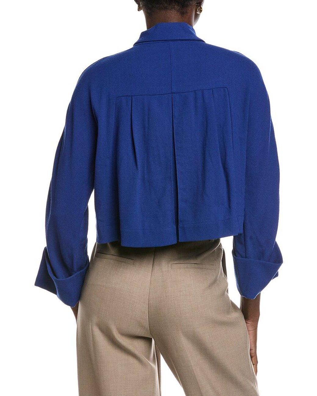 Akris Blue Maela Wool Crop Top