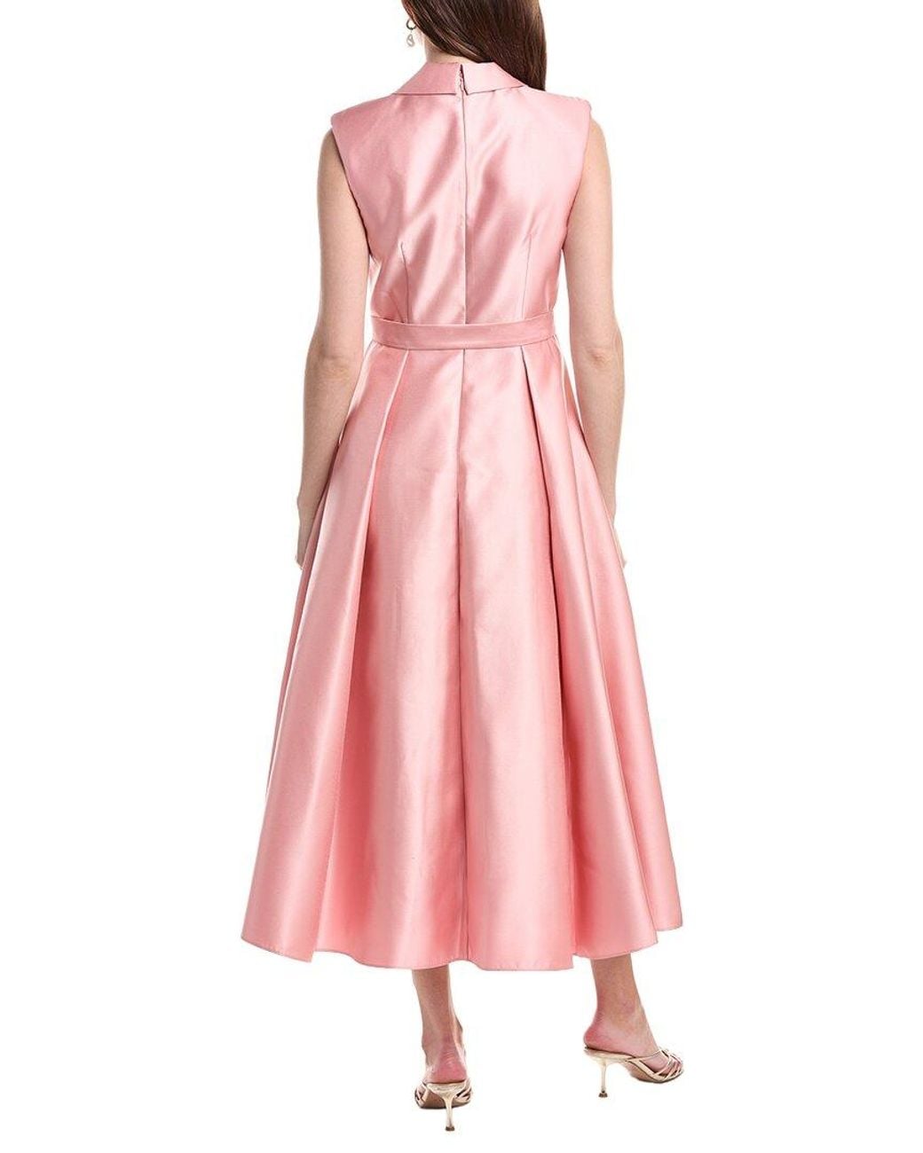 Adrianna Papell Pink Lapel Mikado Midi Dress