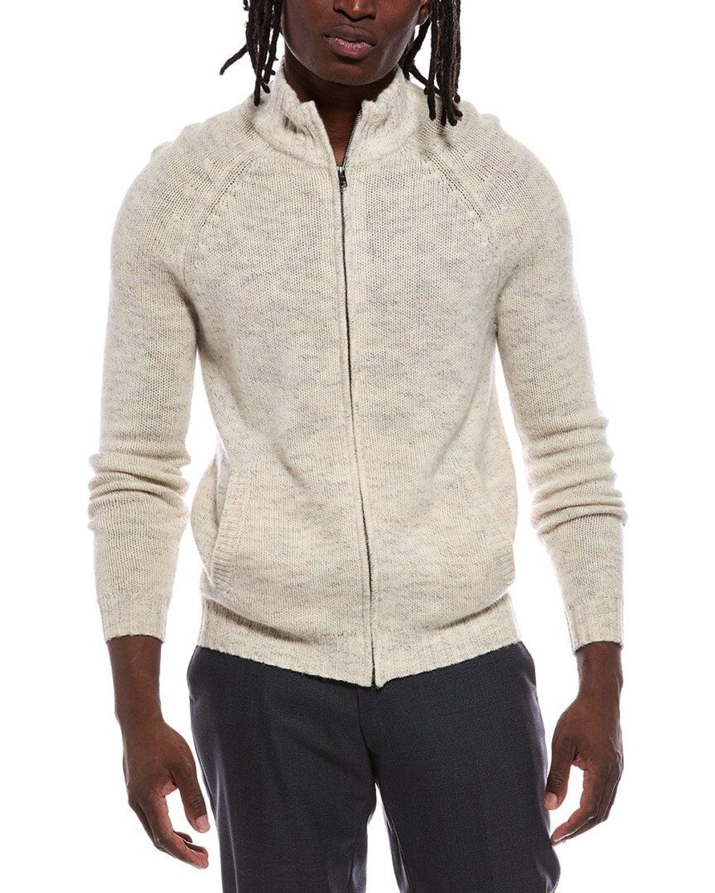 Autumn Cashmere Gray Italian Full Zip Wool & Cashmere-Blend Jacket for men