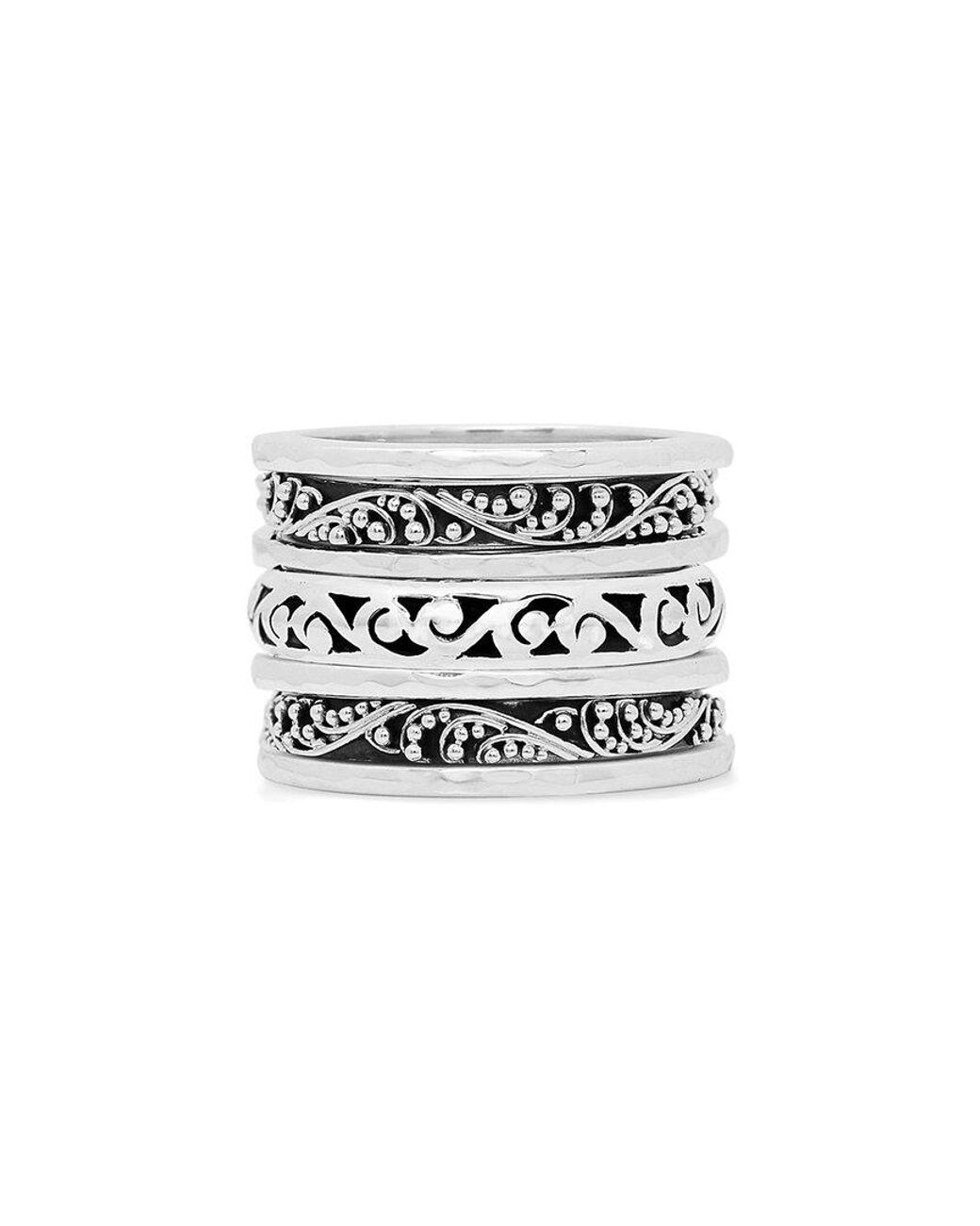 Lois Hill Silver Classic 7 Stack Set Ring in White | Lyst