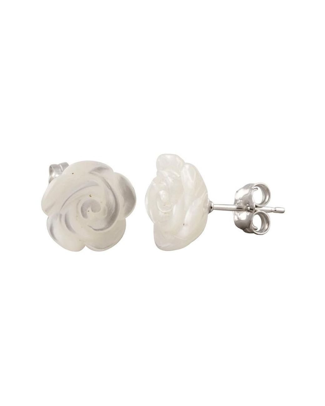 Splendid White Rhodium Plated 10mm Mother-of-pearl Studs