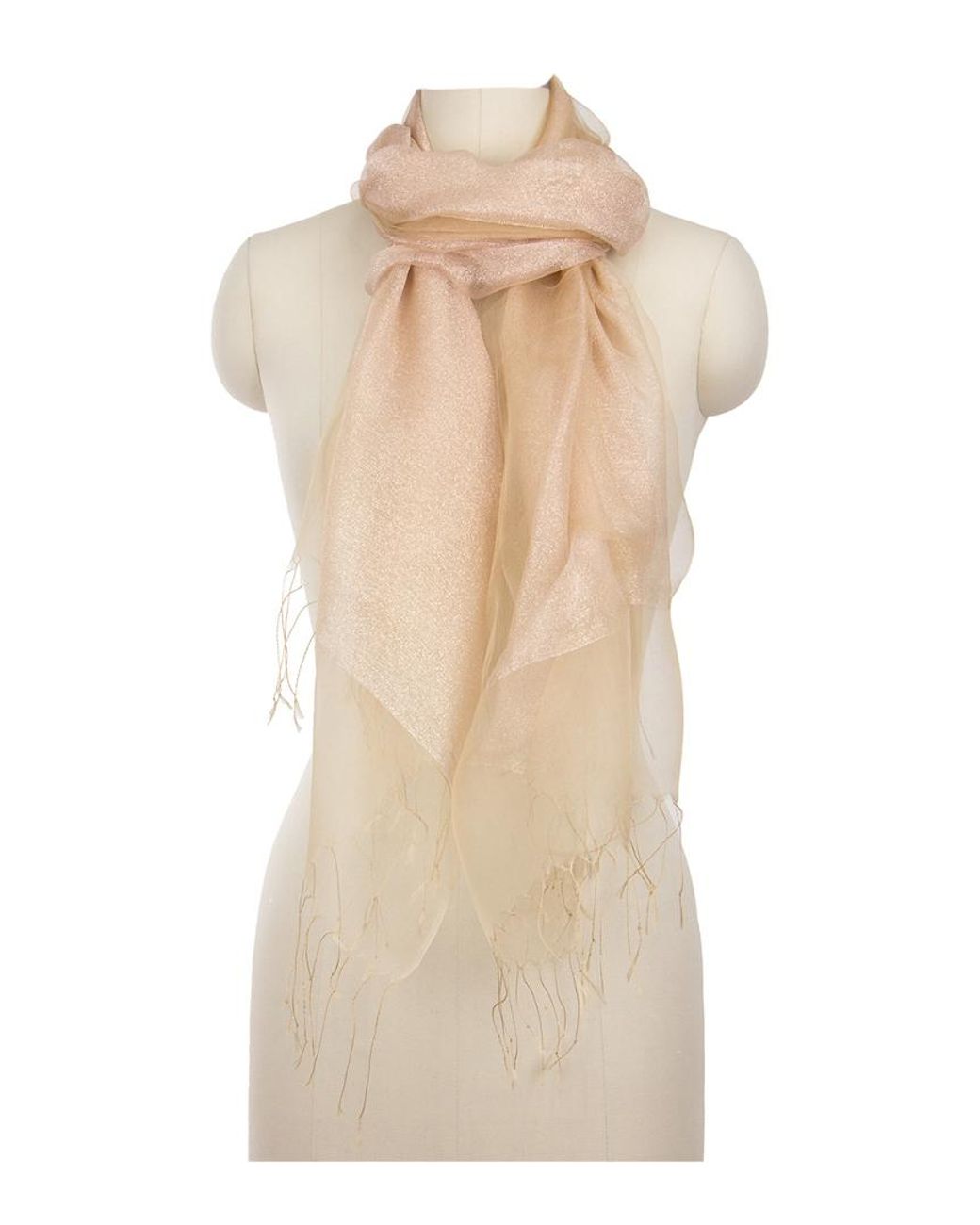 Saachi White Silk Glitz Scarf
