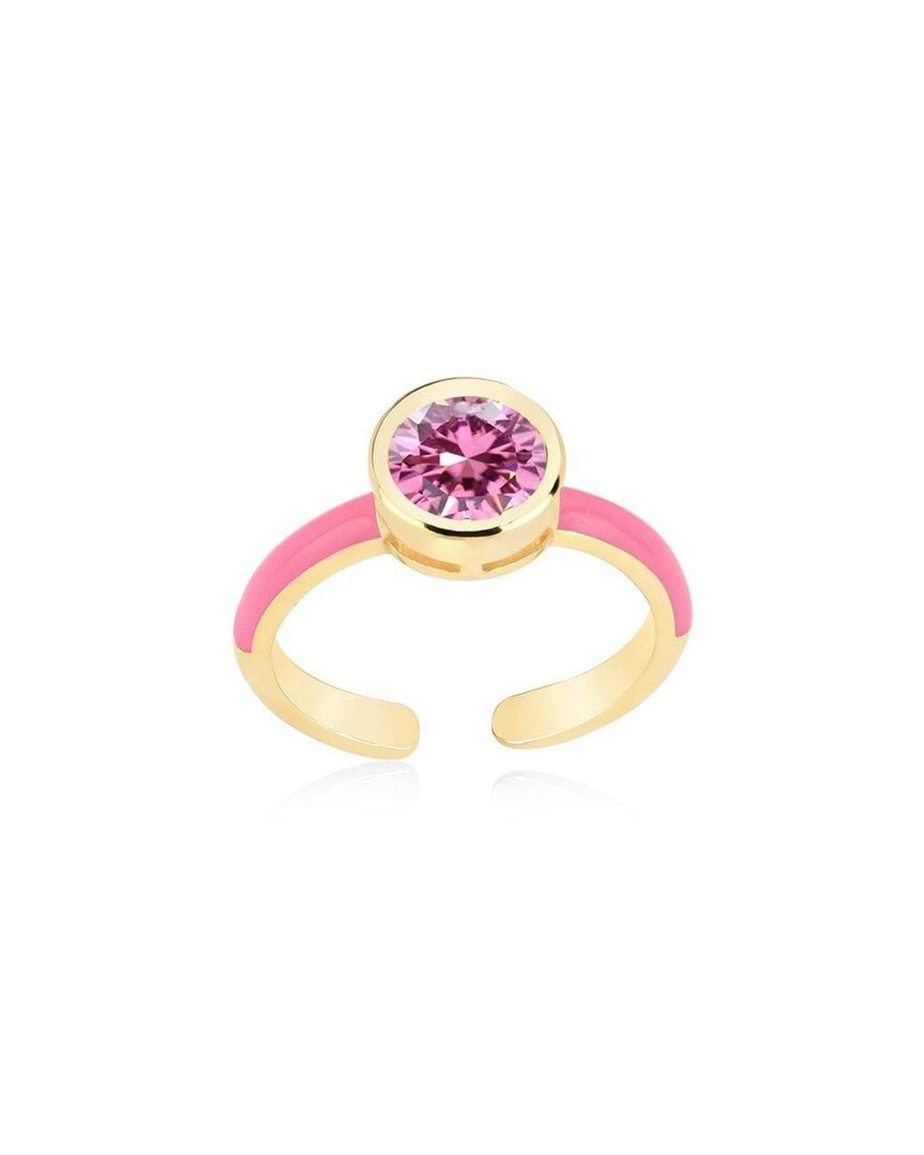 Gabi Rielle Pink Shining Moment 14k Over Silver Cz Serenity Ring