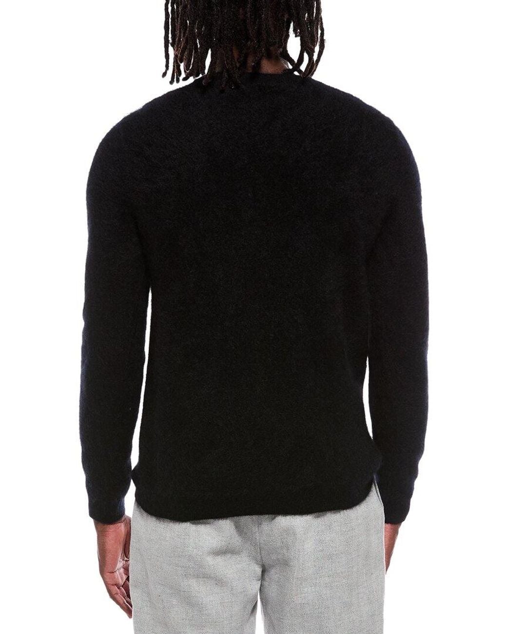 Autumn Cashmere Black Brushed 100% Cashmere Crewneck Sweater for men