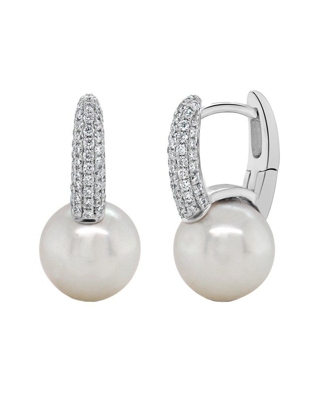 Sabrina Designs White 14k 0.35 Ct. Tw. Diamond Pearl Earrings