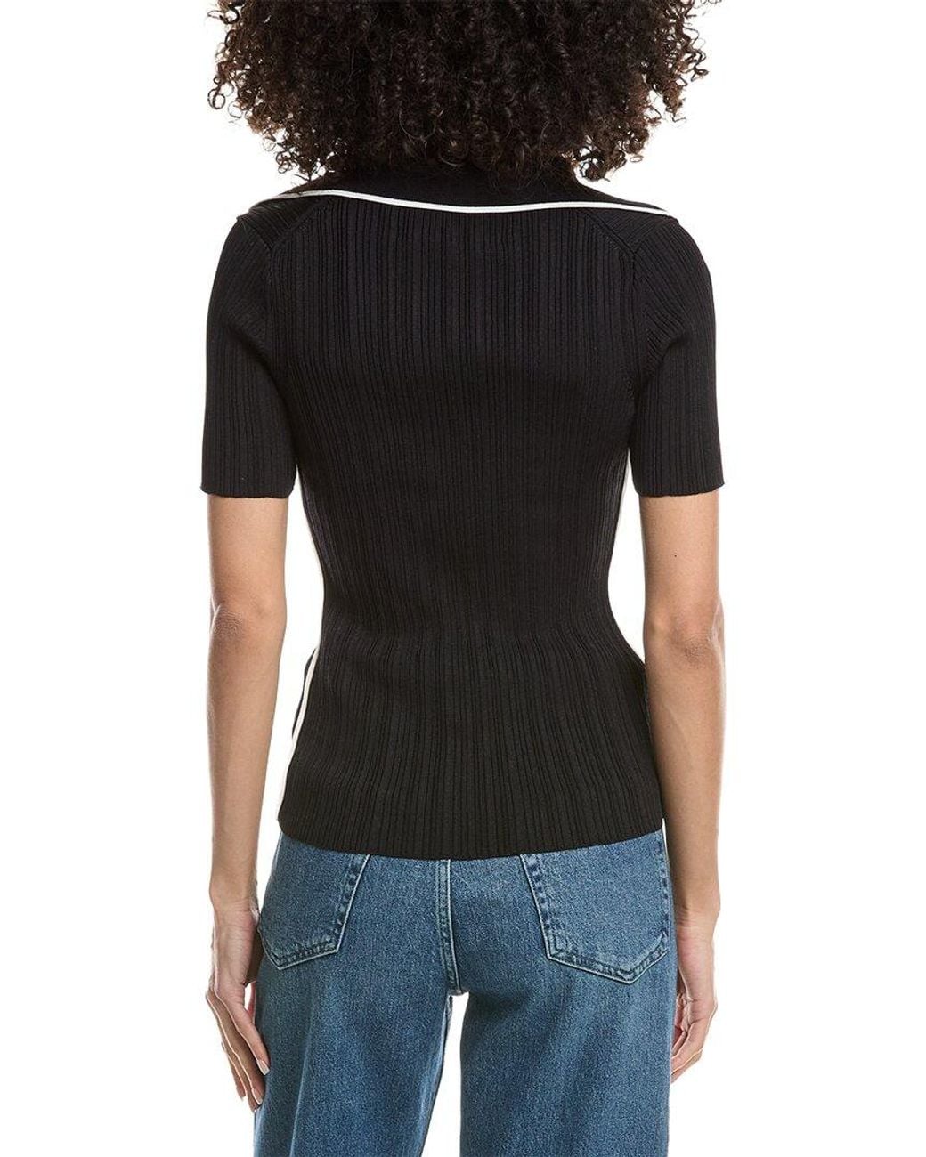 3.1 Phillip Lim Black Lux V-Neck Polo Shirt