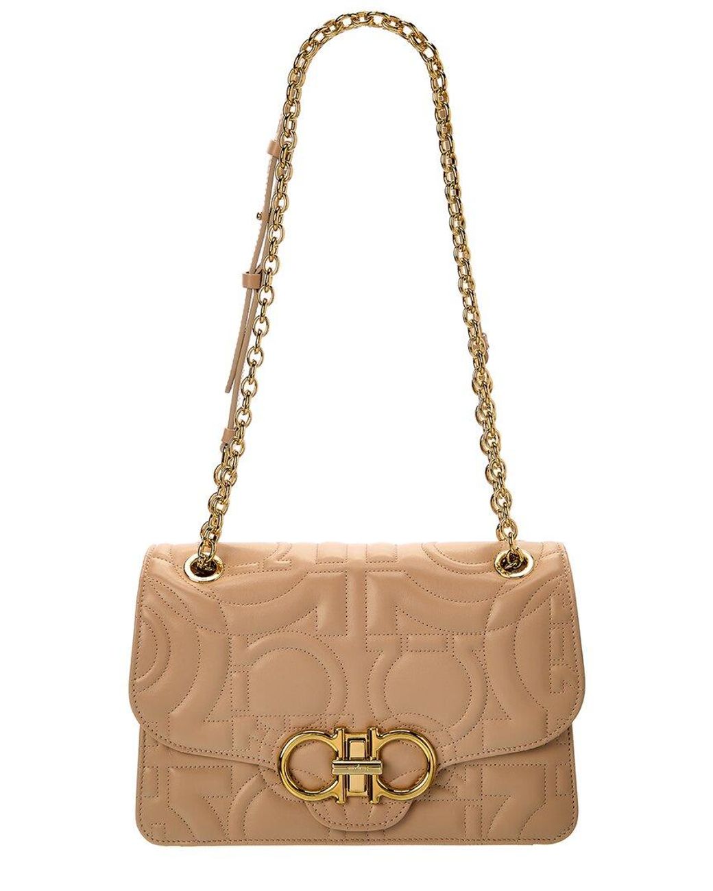 Ferragamo Quilted Gancini Large Leather Shoulder Bag in Natural Lyst