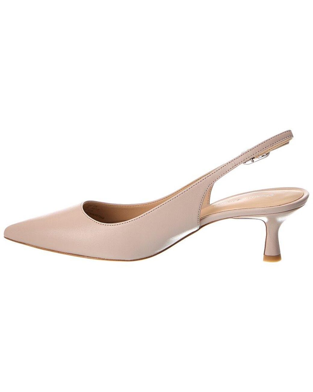 Stuart Weitzman Natural Isla 50 Leather Slingback Pump