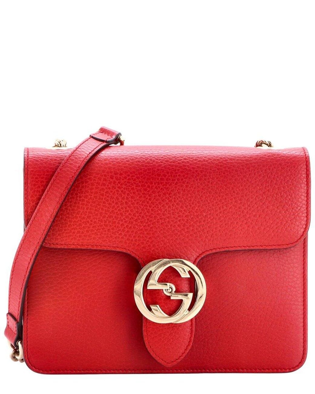 Gucci Red Leather Interlocking Shoulder Bag Small (Authentic Pre-Loved)