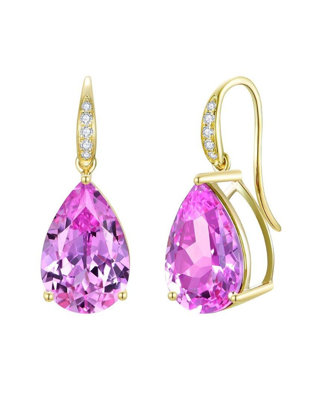 Kai Fine Jewelry Pink 14K 8.05 Ct. Tw. Lab-Grown Diamond & Lab-Grown Sapphire Drop Earrings