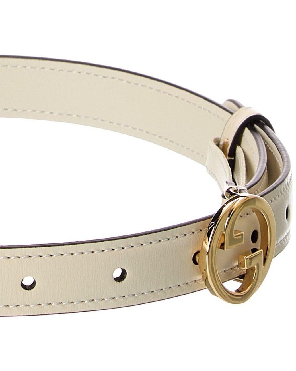 Gucci White Blondie Thin Leather Belt