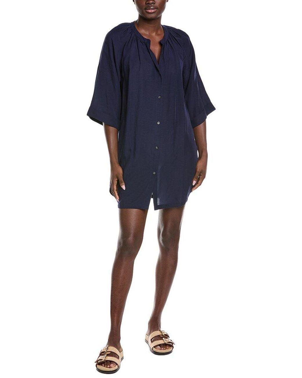 Tommy Bahama Blue Capri Coast Linne-Blend Boyfriend Shirt