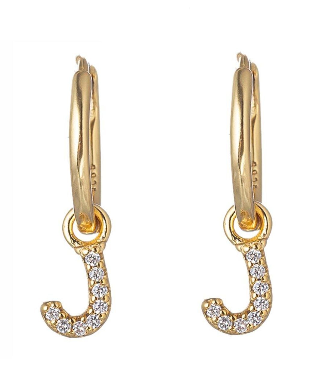 Eye Candy LA Metallic Luxe Collection Silver Cz Initial Huggie Earrings (a-z)