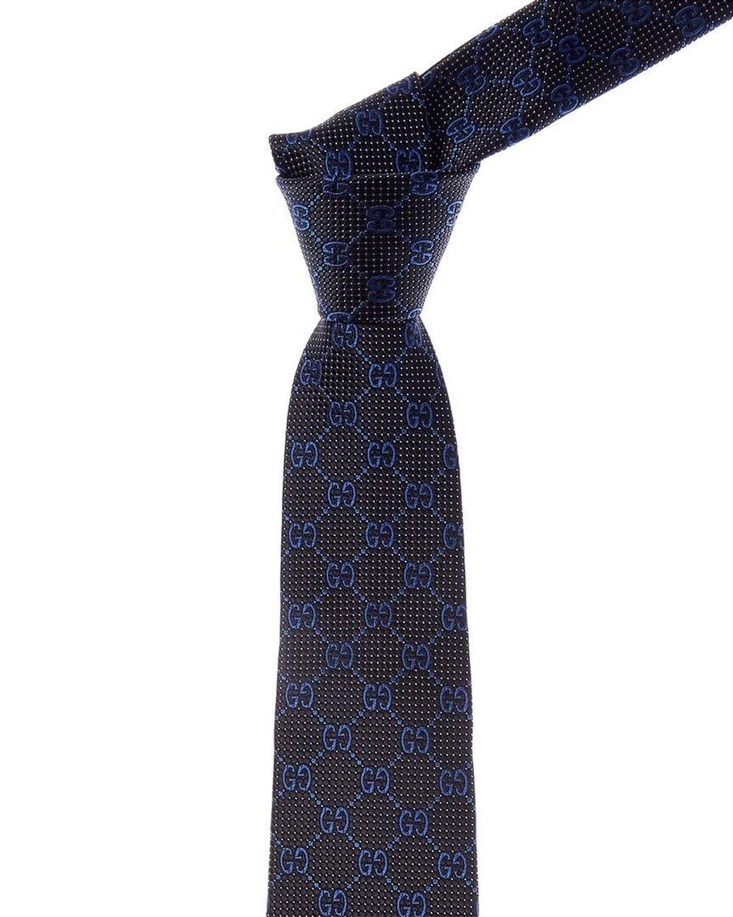 Gucci Blue Interlocking G Silk Tie for men